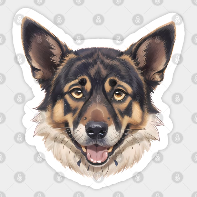 Intense Gaze of the German Shepherd Sticker by VerdantCreature